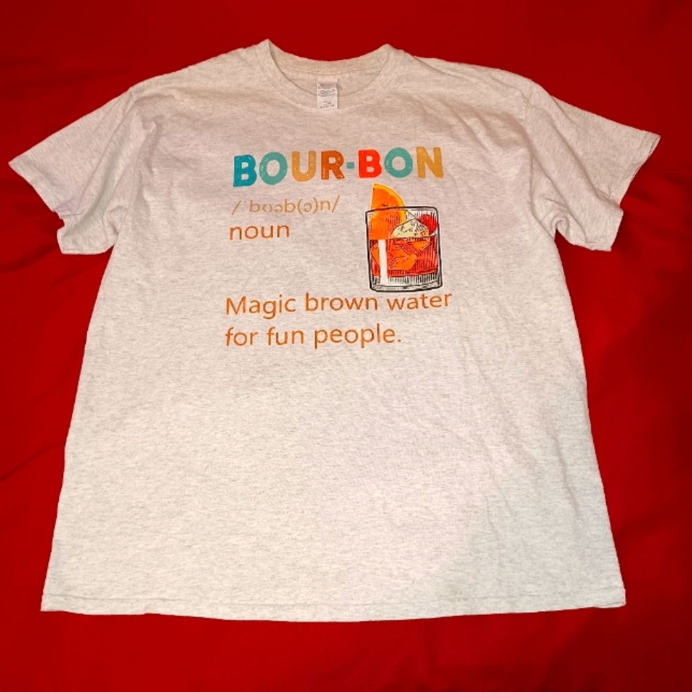 (BOUR-BON..."Magic Brown Water For Fun People" T-shirt